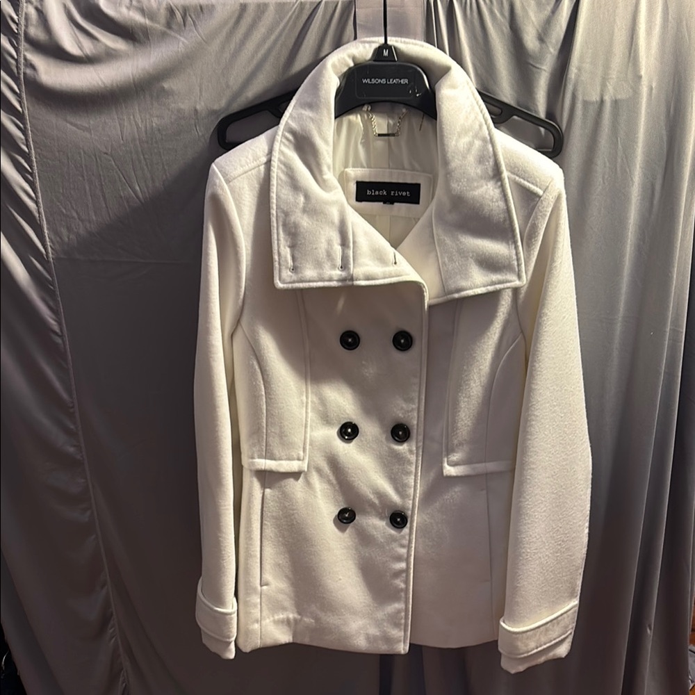 Black Rivet Women's White Peacoat
